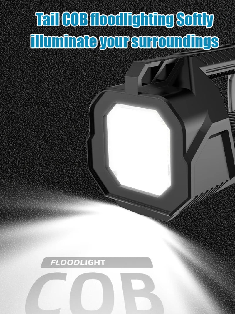 Multi-functional Lighting Flashlight Strong Light Searchlight Solar Rechargeable Flashlight Super Bright Outdoor Long-range Lamp