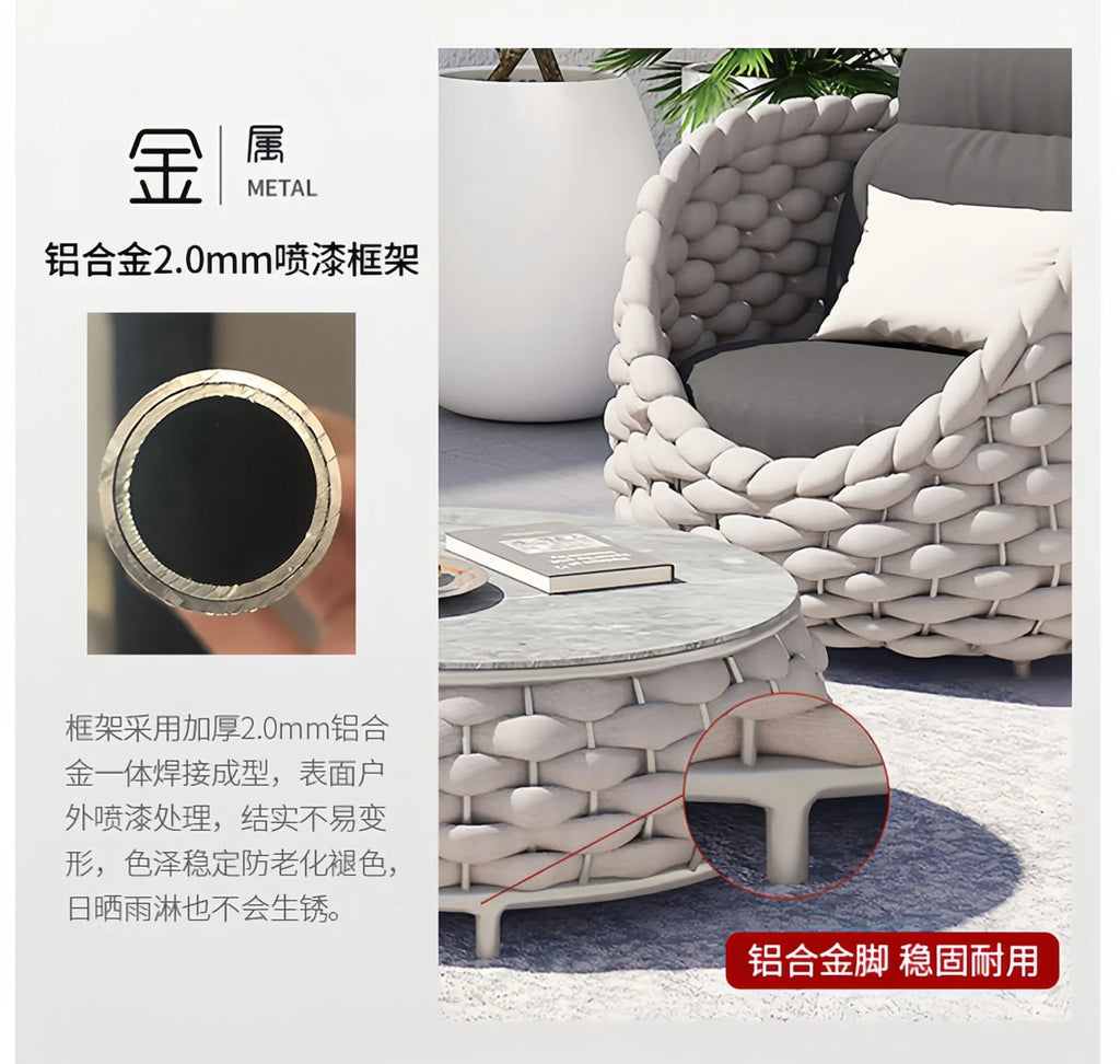`Outdoor Rattan Sofa Coffee Table Set Waterproof UV Resistant Villa Courtyard Garden Terrace Leisure Wicker Patio Furniture`