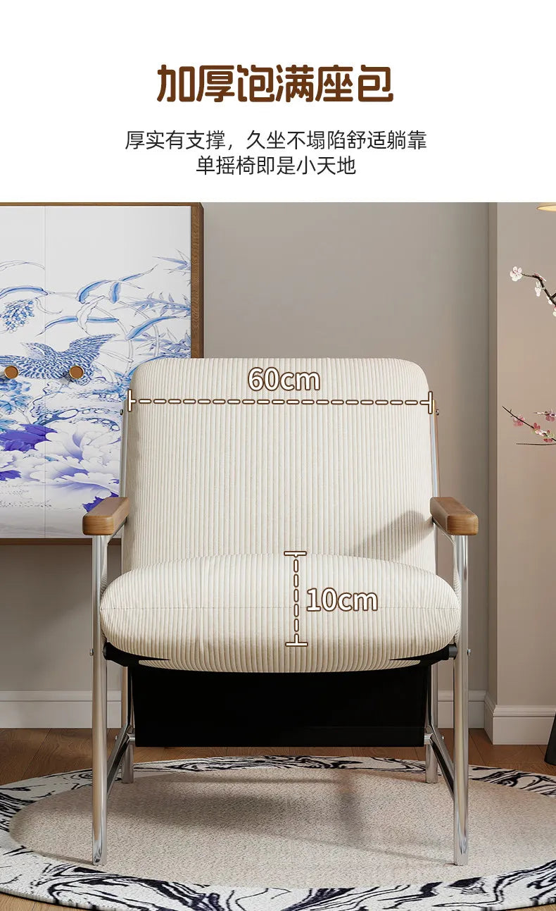 Modern Luxury Cream Fabric Lounge Chair, Comfy Designer Single Sofa Accent Chair for Living Room Bedroom Balcony HotelGuesthouse