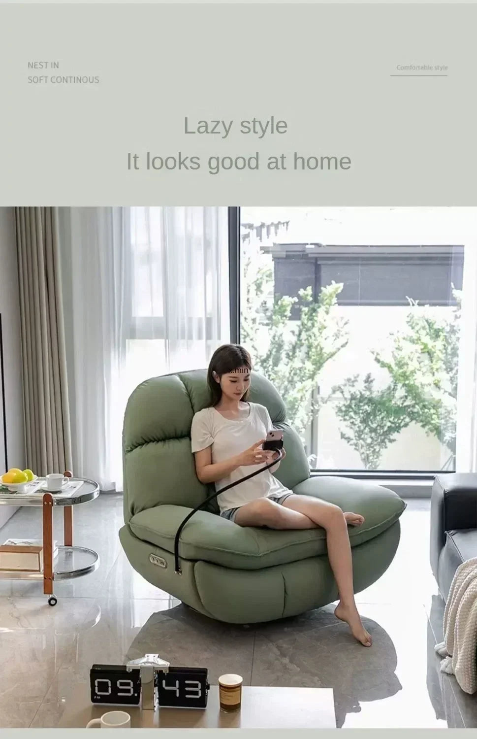 Smart Electric Lazy Sofa Recliner Single Leisure Chair with Sleep Function for Modern Living Room Lounge  Leather Sectional Sofa