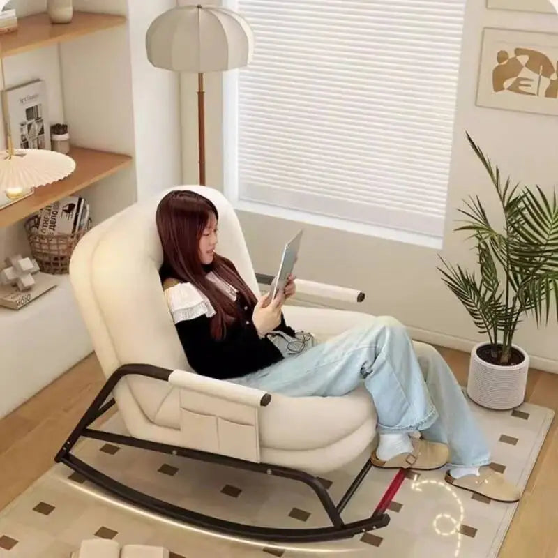 Thickened Carbon Steel Living Room Chairs Nordic Simple Recliner Rocking Chairs Comfy Luxury Woonkamer Stoelen Home Furniture