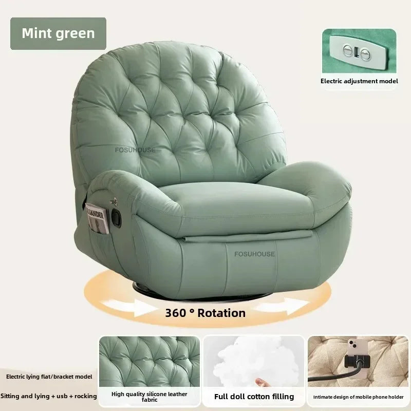 Modern Fabric Living Room Sofas Designer Living Room Furniture Leisure Lazy Sofa Bed Rocking Chair Nordic Home Rotating Recliner