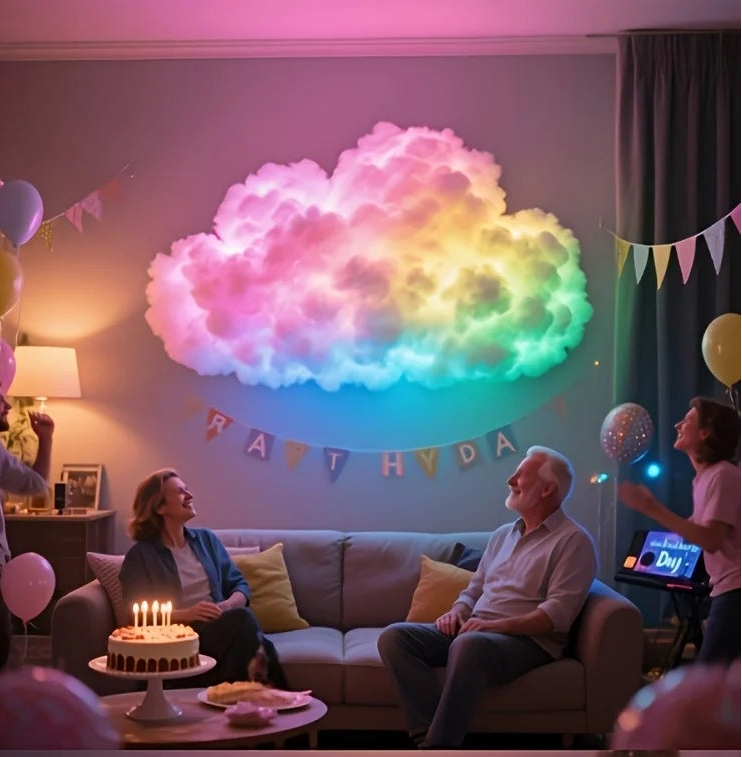 Cloud LED Lamp, DIY Room Decoration Light 3D Color Atmosphere Night Color Changing Lamp for Game Room Party Club