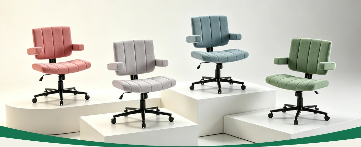 VIGOSIT Criss Cross Chair, Anti-Grip fabric Comfort Cushion Modern Tailor Seat chair for Office,Cute Vanity Swivel Chair with Back Modern Fabric with Wheels Swivel Task Home Gaming Chair