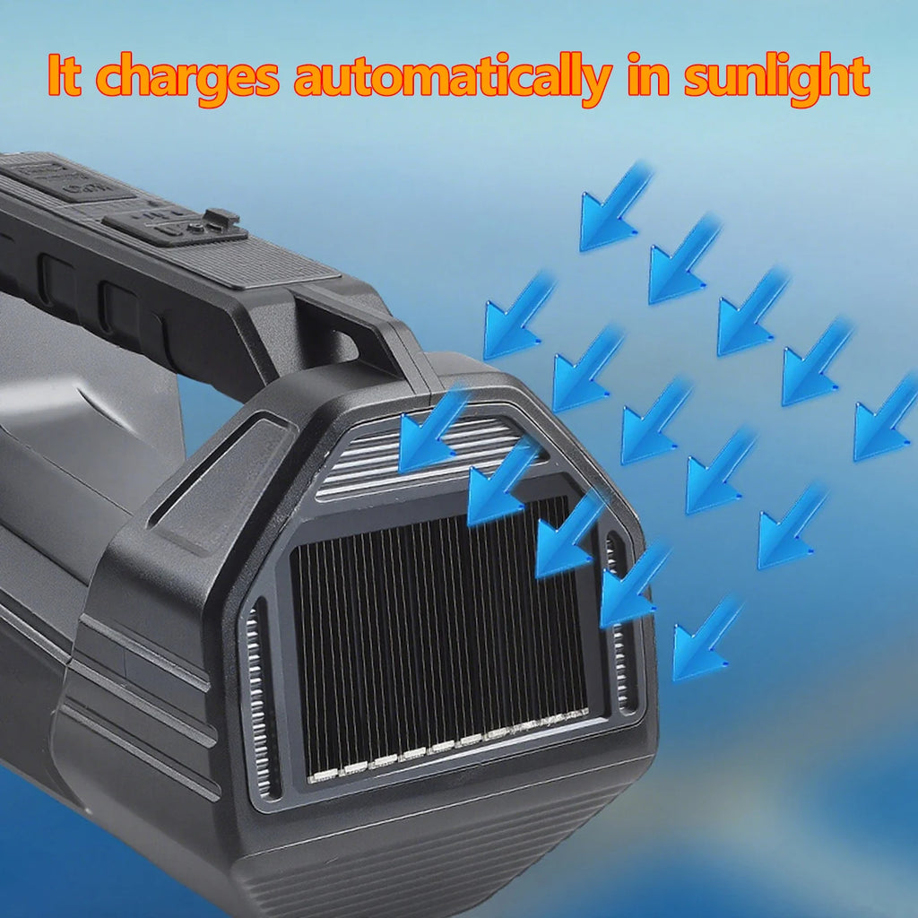 Portable Handheld Solar-Powered Flashlight Strong Light Rechargeable Ultra-Long Battery Life Super Bright Suitable Home Outdoor