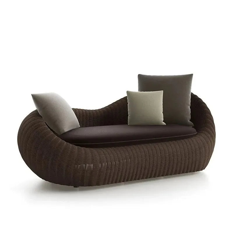 Nordic Woven Rattan Sofa Set with Coffee Table for Garden Balcony Patio Indoor Outdoor Leisure Furniture
