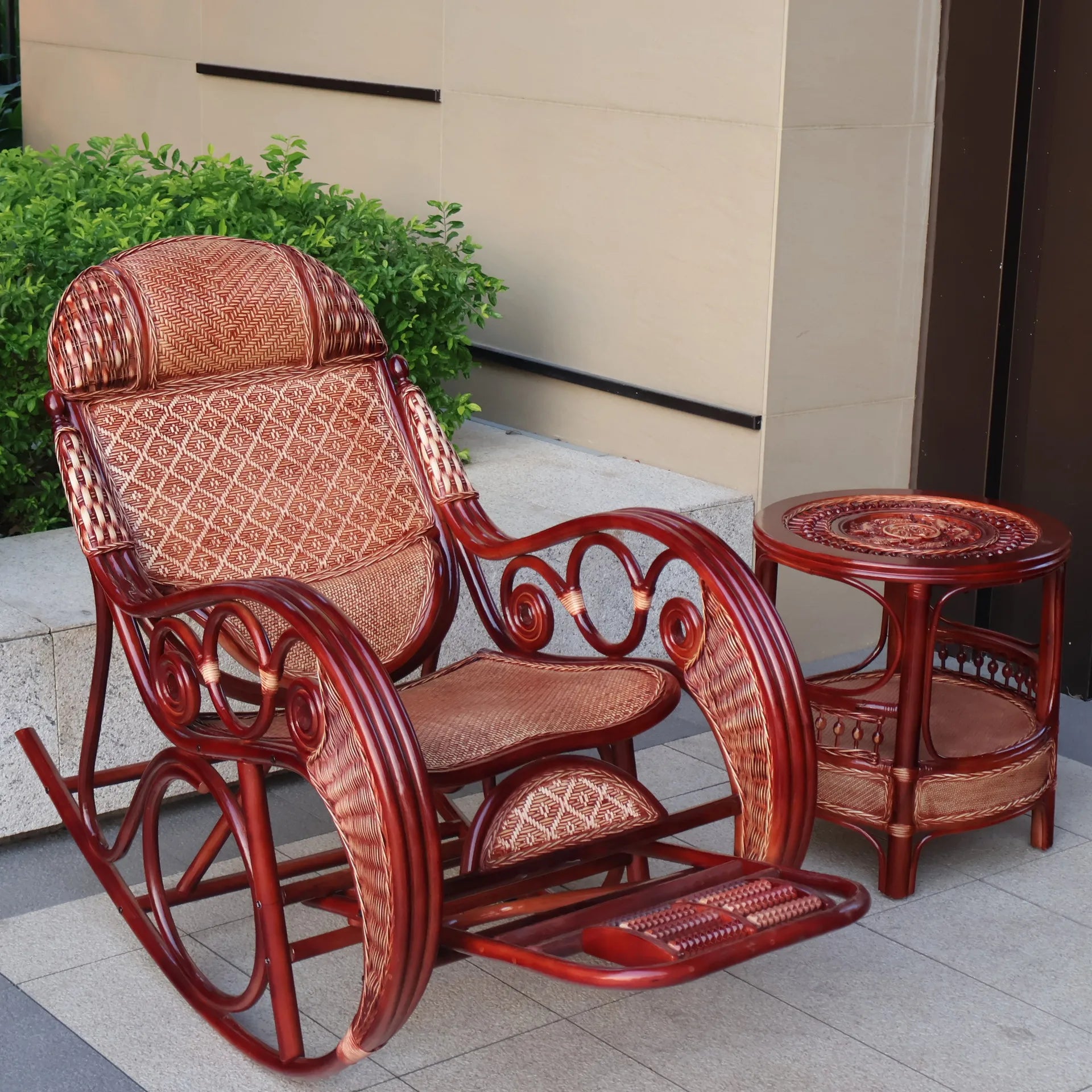 Leisure Lazy Rocking Chair Pastoral Rattan Natural Rattan Homestay Rocking Chair