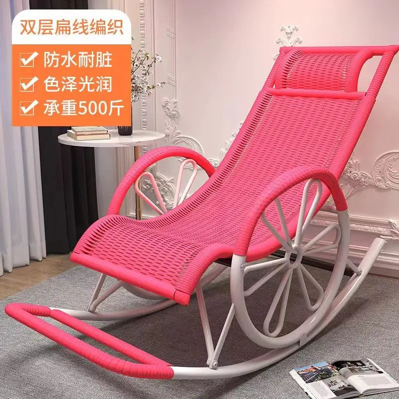 Rocking chair rattan chair adult nap recliner living room balcony lazy chair small rocking elderly leisure rocking