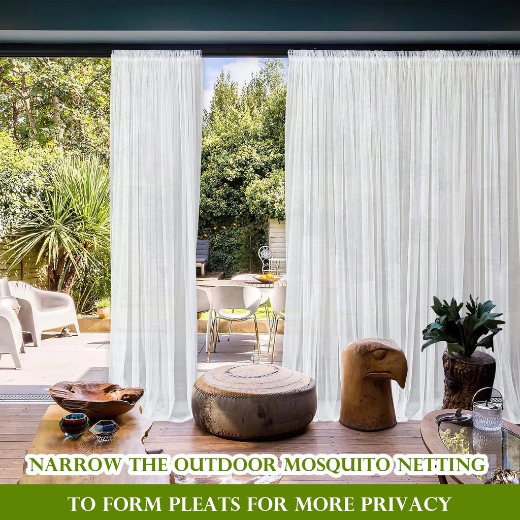 Outdoor Sheer Curtain Mosquito Net Mesh for Patio Balcony Garden Terrace Pergola Gazebo Sunroom Villa Privacy Curtain Multi Size