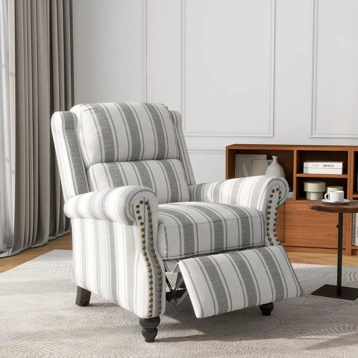 (Local US Inventory)Green Fabric Overstuffed Pushback Recliner Chair for Living Room Comfort Local US Inven