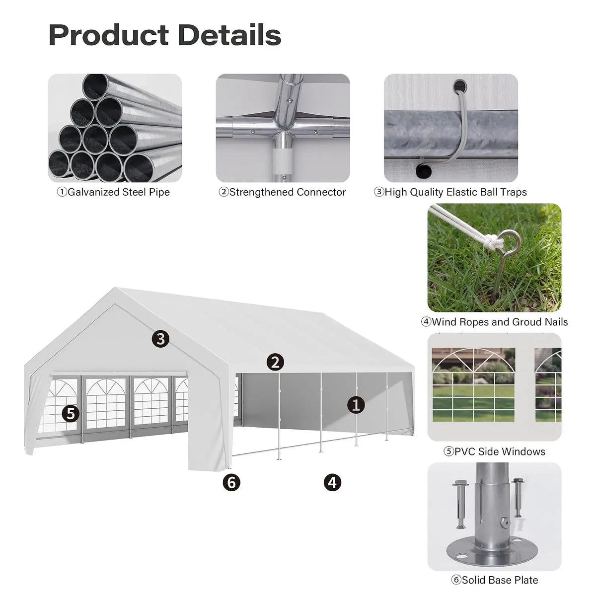 20x30 Party Tent, Heavy Duty White Wedding Canopy with Removable Sidewalls & Steel Frame, Event Shelter Tent for, Custom