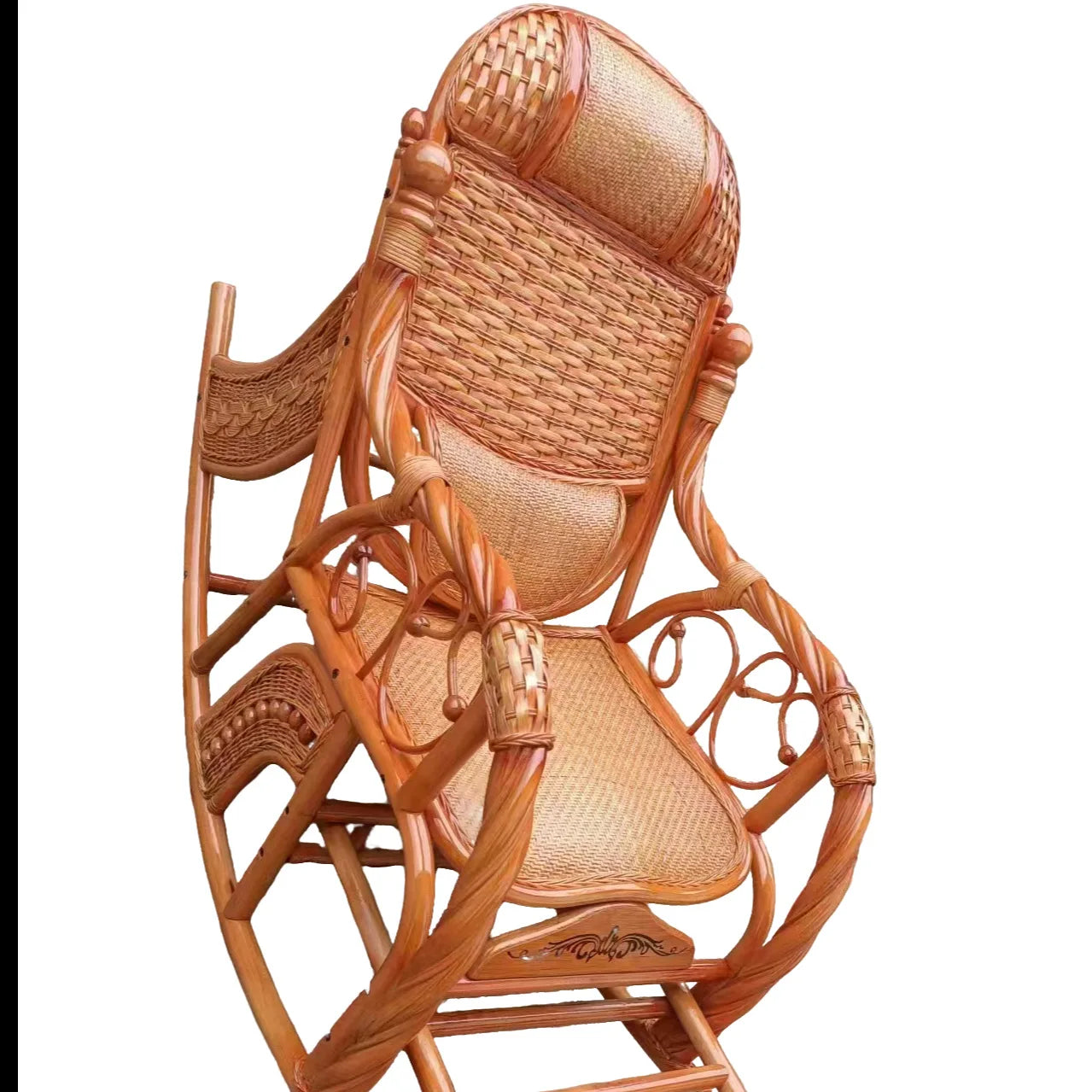 Home Balcony Leisure True Vine Elderly Rocking Chair Reliable Back Braided Rattan Chair Living Room
