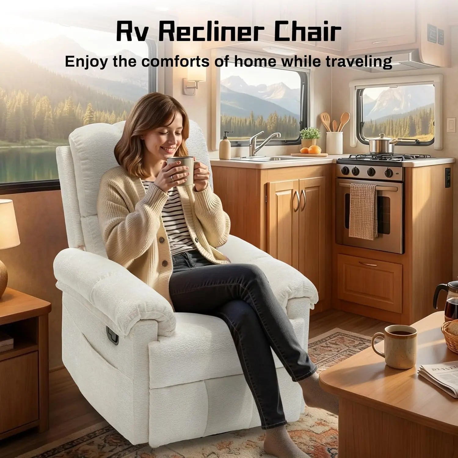 Manual Upholstered Swivel Rocker Recliner,Compact Small Space Reclining Chair For Adults, Custom