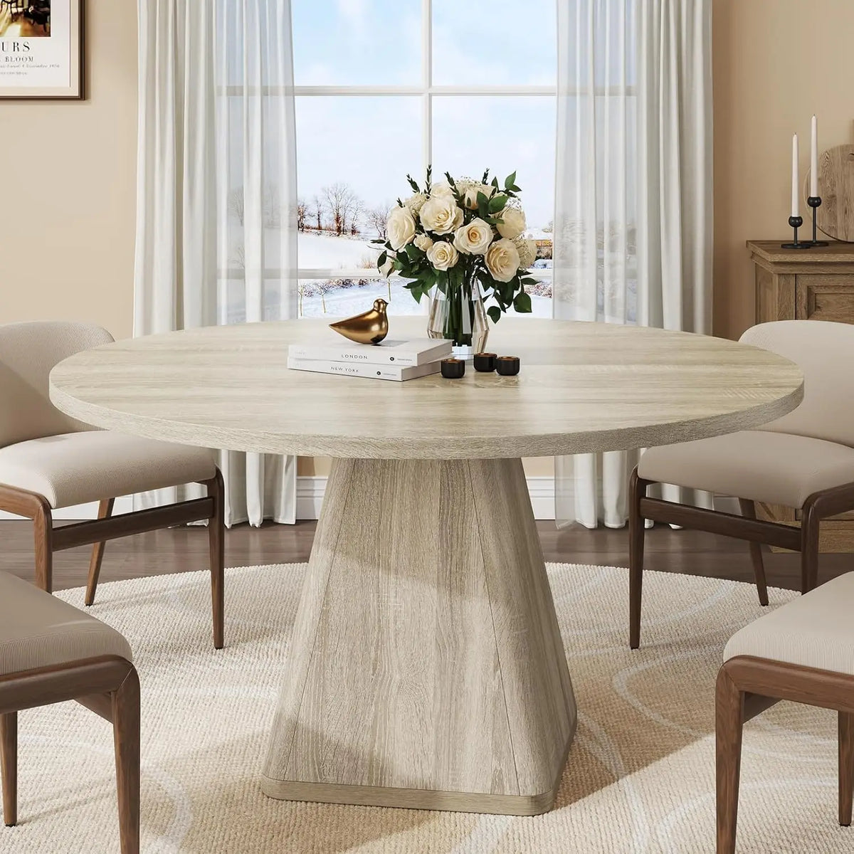 Dining Table , Circle Kitchen With Thickened Tabletop, Modern Dining Room Tables