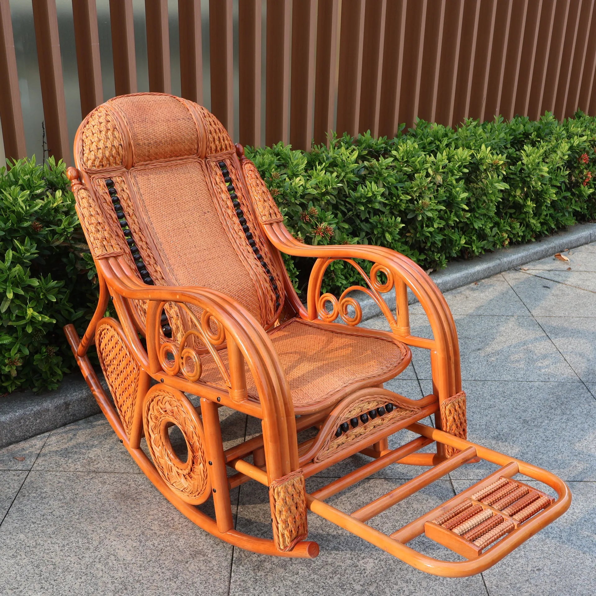 Natural rattan rocking chair sofa recliner lazy adult elderly chair living room