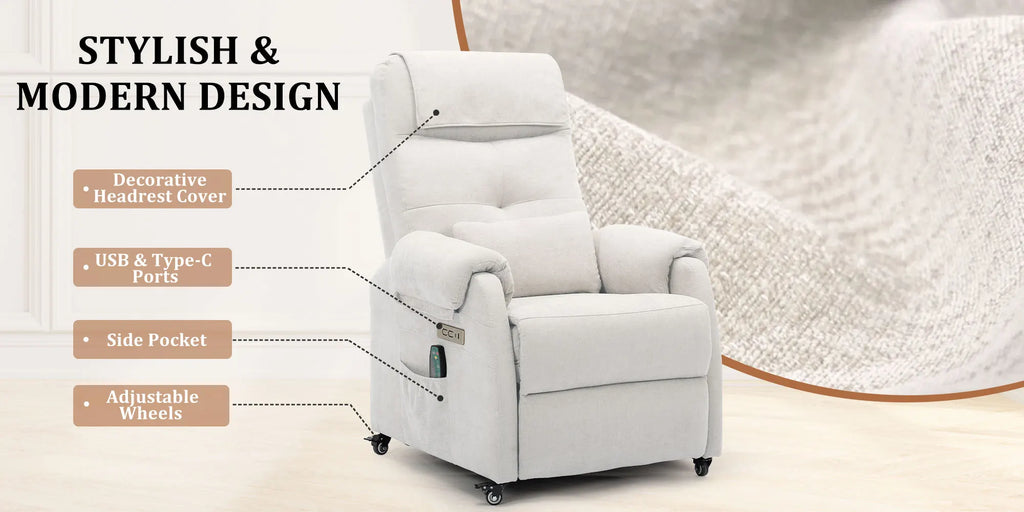 Korser Power Small Recliner Chair for Small Spaces with Wheels and USB Ports for Living Room，Bedroom，Office