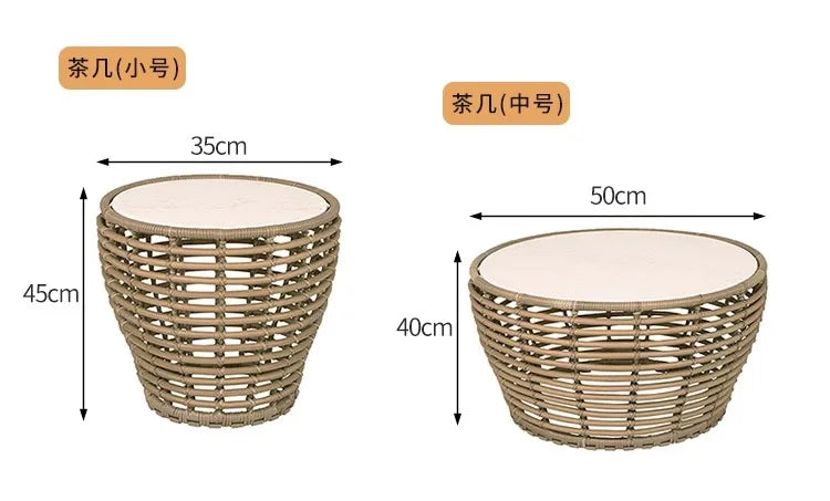 Outdoor rattan sofa, courtyard leisure, outdoor balcony, rattan chair, sun protection and waterproof combination furniture