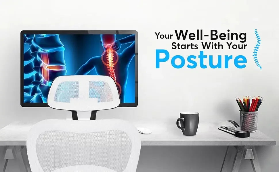 Oline ErgoPro Ergonomic Office Chair with 4D Adjustable Armrest, 3D Lumbar Support and Blade Wheels - Mesh Computer Gaming Rolling Desk Executive Swivel Home Chair (White)