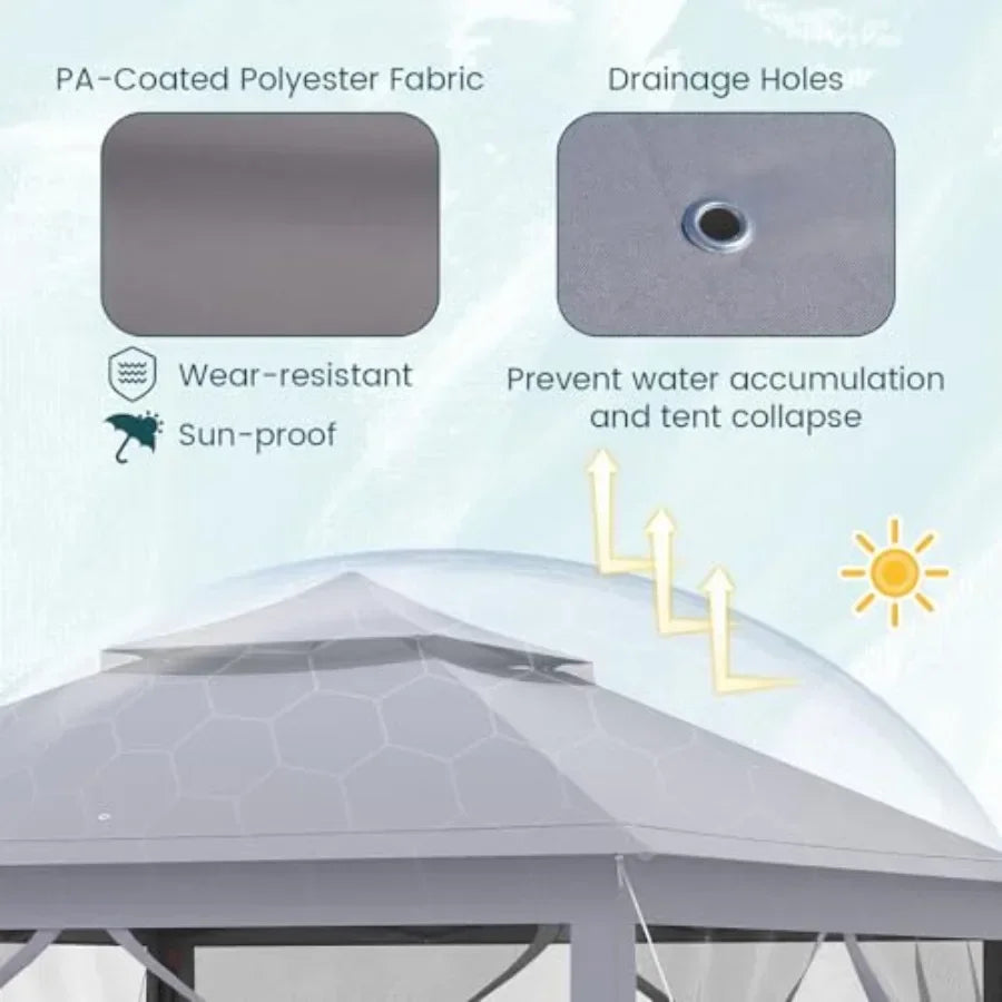 11 Feet × 11 Feet Pop up Gazebo Portable Sn  Shelter w/Mesh Netting Sidewalls Vented Top Drainage Holes Heavy-Duty Height Adjus