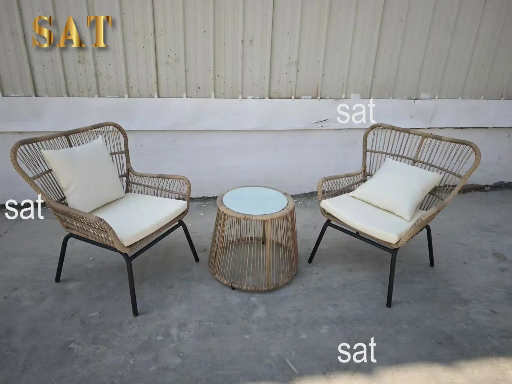 # New Arrival 3 Pieces Outdoor Furniture Set Patio Rattan Wicker Chairs