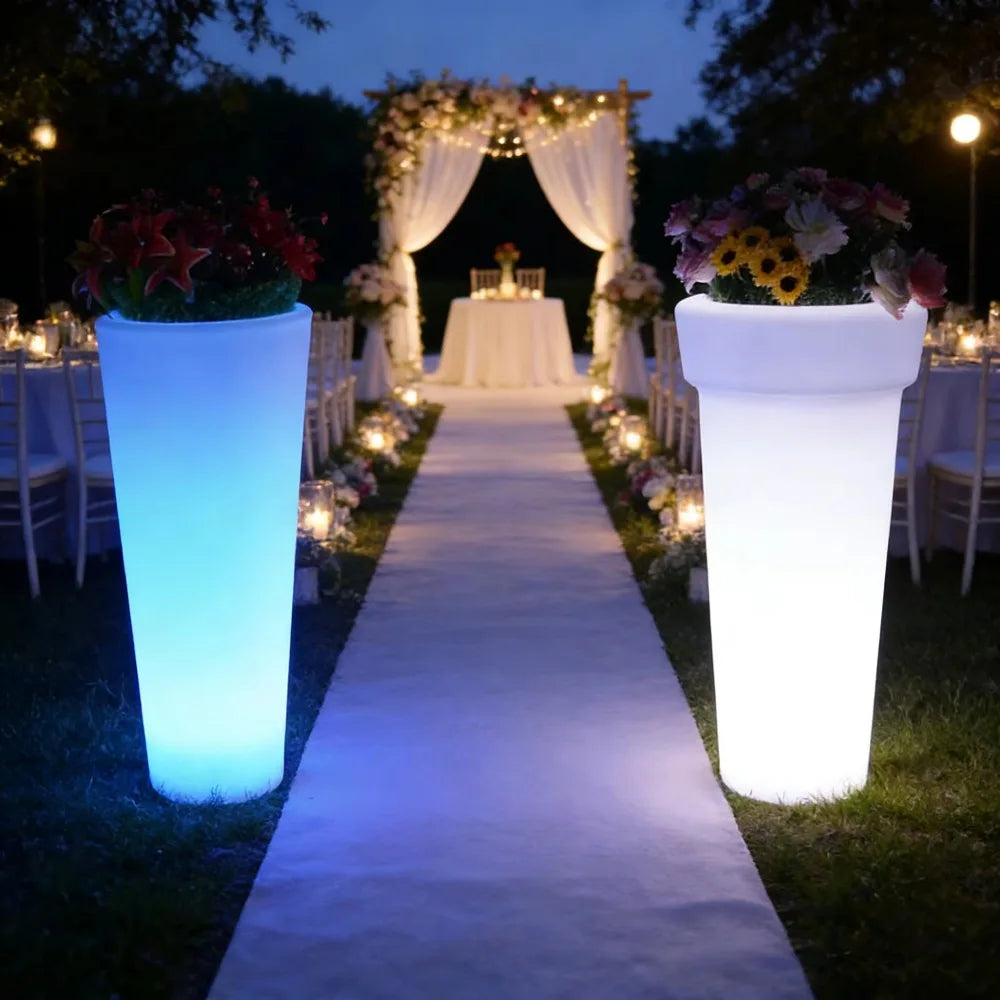 Family Style Smart Rechargeable LED Lighting Large Plants Plastic Plant Pots Modern Garden Illuminating Garden Flower Pot
