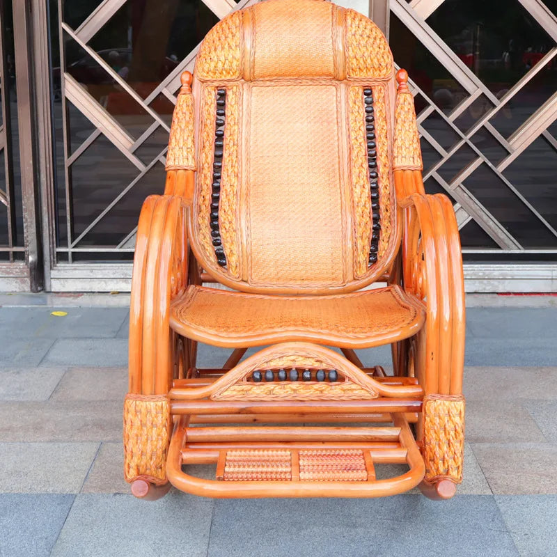 Natural rattan rocking chair sofa recliner lazy adult elderly chair living room