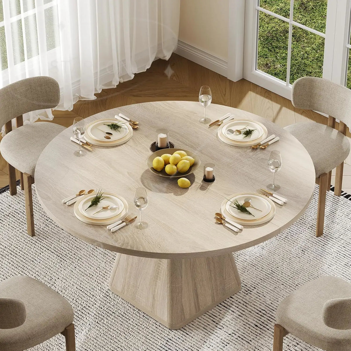 Dining Table , Circle Kitchen With Thickened Tabletop, Modern Dining Room Tables