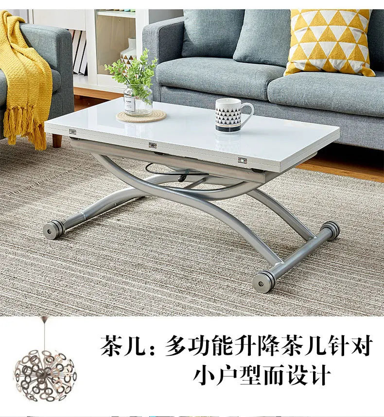 YFY  Activity Coffee Table Dining Table Integrated Small Apartment Folding Lifting Dual-use Movable with Wheels Two-in-One