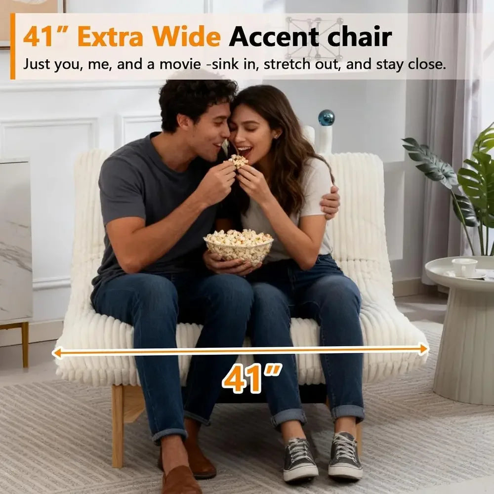 Oversized Comfort Cloud Lounge Chair for Reading, Living Spaces, and Patios - 44 White Corduroy
