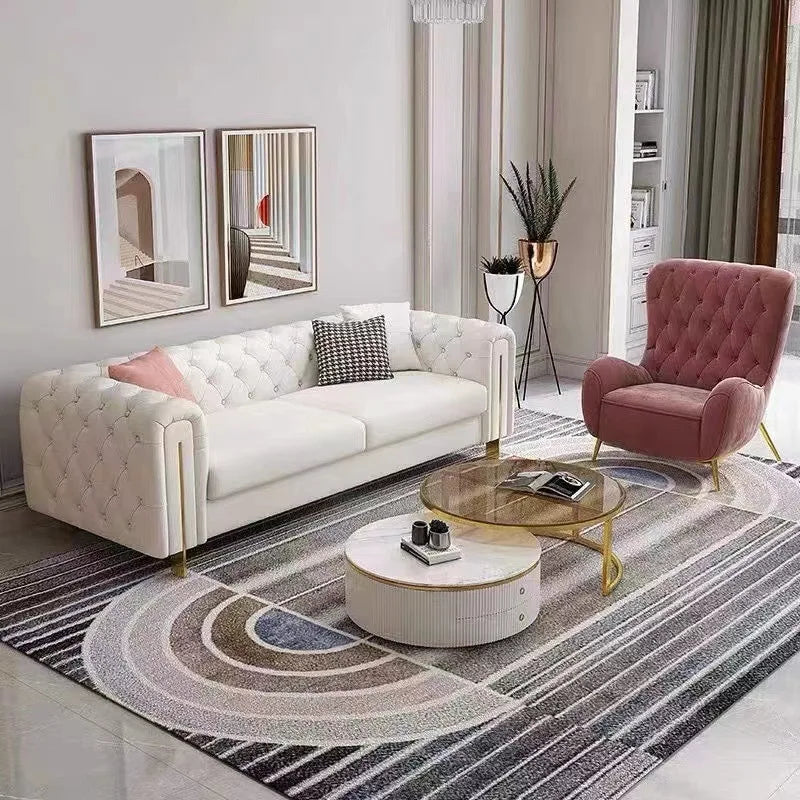Light luxury fabric pull-button sofa, living room modern minimalist small apartment velle high-back tiger chair furniture