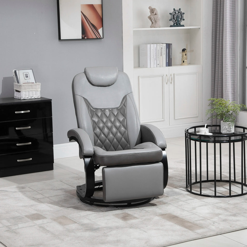 HOMCOM Manual Recliner, Swivel RV Recliner Chair with Footrest, Gray