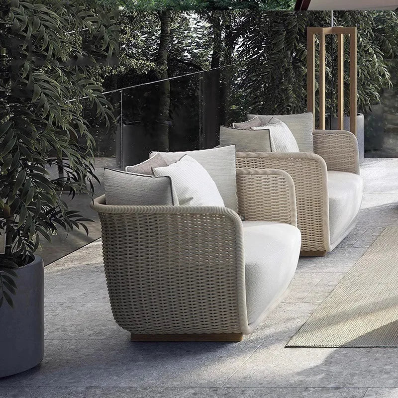 High end outdoor courtyard sofa, tea table combination, villa garden, sunroom, creative rattan chair sofa