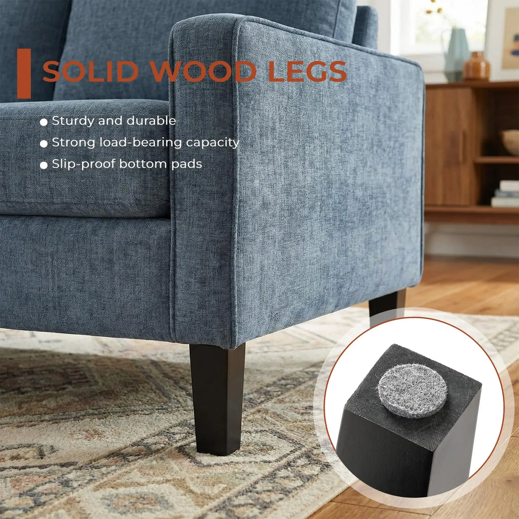 AOOU Accent Chair Mid Century Modern Living Room Upholstered Chenille Armchair Reading Chair, Single Sofa Chair with Removable Cover & Wood Legs for Living Room, Bedroom
