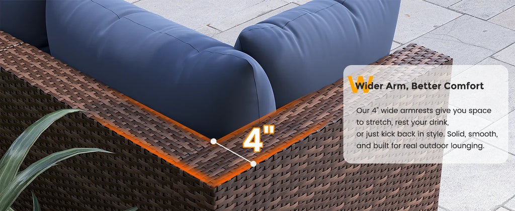 UDPATIO Outdoor Furniture 8-Piece Wicker Patio Set with 44" Fire Pit Table