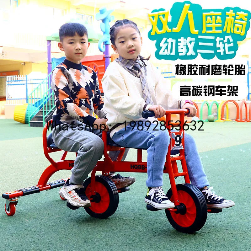 Children's Tricycle Double Pedal Bike Two-Wheel Pedal Bike Kids Toddler Educational Ride-On Outdoor Toy Car