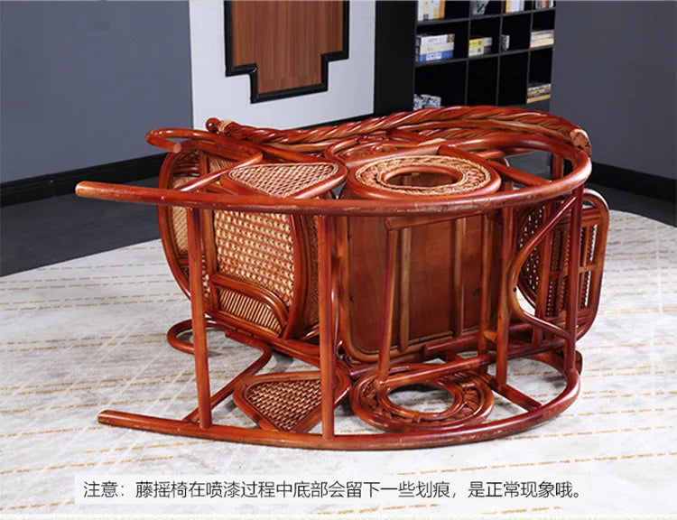 Rocking recliner adult rattan rocking chair elderly rocking chair balcony living room real natural rattan