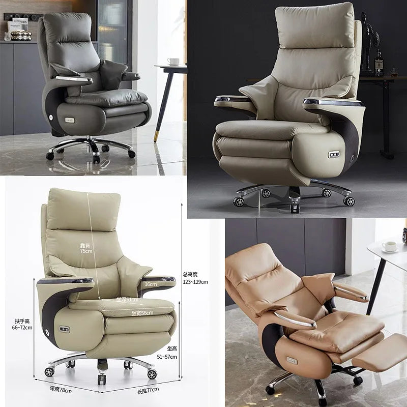 Electric boss chair Modern leather office Massage Reclining computer Study lunch break Multifunctional large