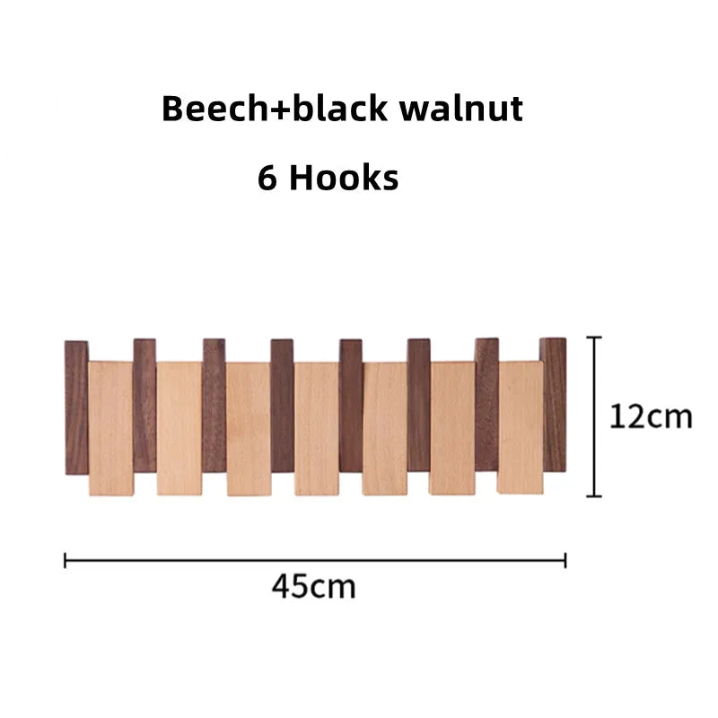 Beech and Walnut Coat Rack Wall Mounted Sticks Piano Clothes Rack Creative Hanging Doorway Entrance Cloak Rack Home Decor