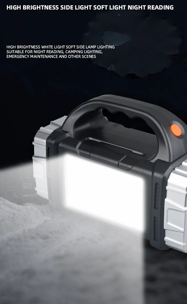 Multifunctional portable Solar handheld lamp side light waterproof multiple lighting mode high power rechargeable LED flashlight