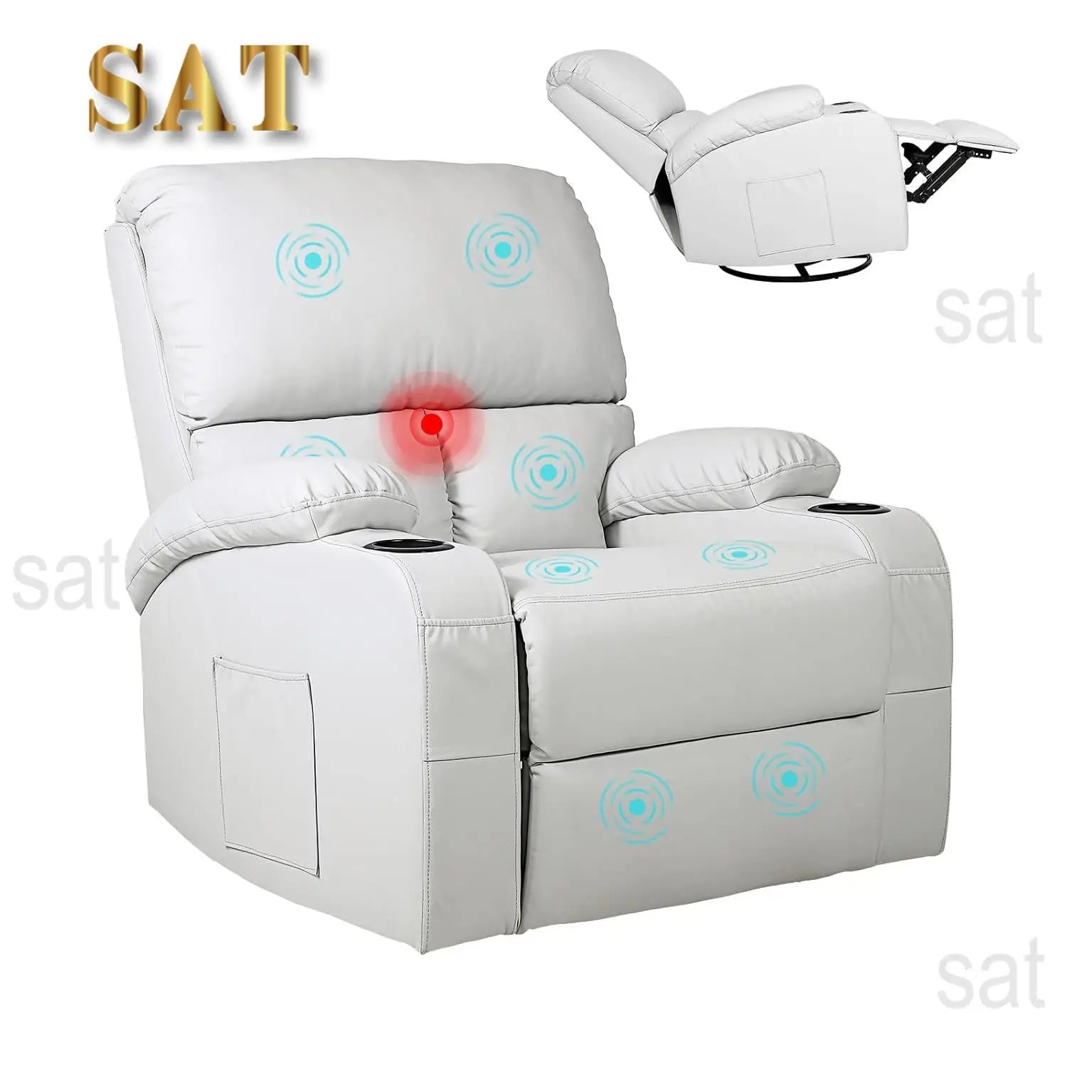 #Rocking Recliner Chair Massage Heat Swivel Living Room Bedroom Nursery