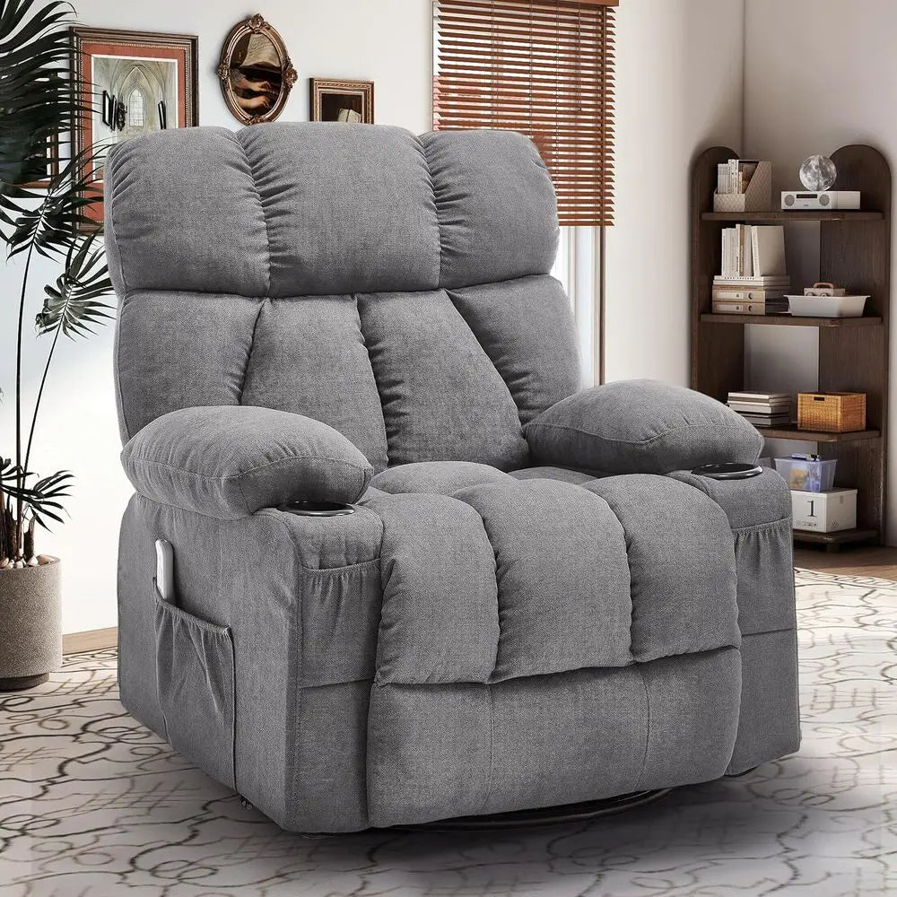 Oversized Massage Recliner Chair, Oversized Rocker Lazy Boy Chairs with Vibration & Gently Heat, Ergonomic Manual Nursery Chair