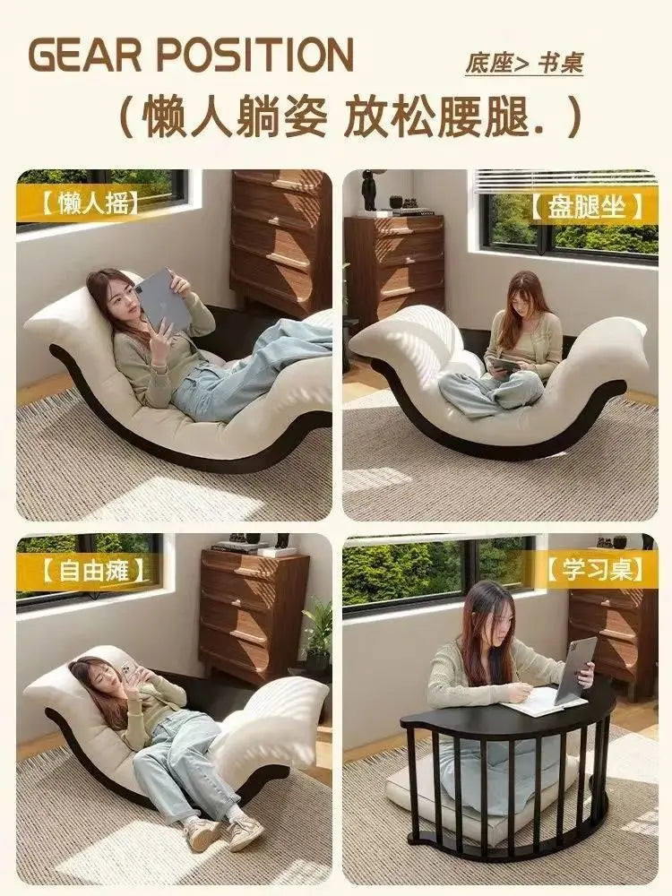 Banana Boat Wood Rocking Chair Retro Single Recliner for Living Room Multi-Functional Relaxing Swing Seat Modern Comfort Lounger