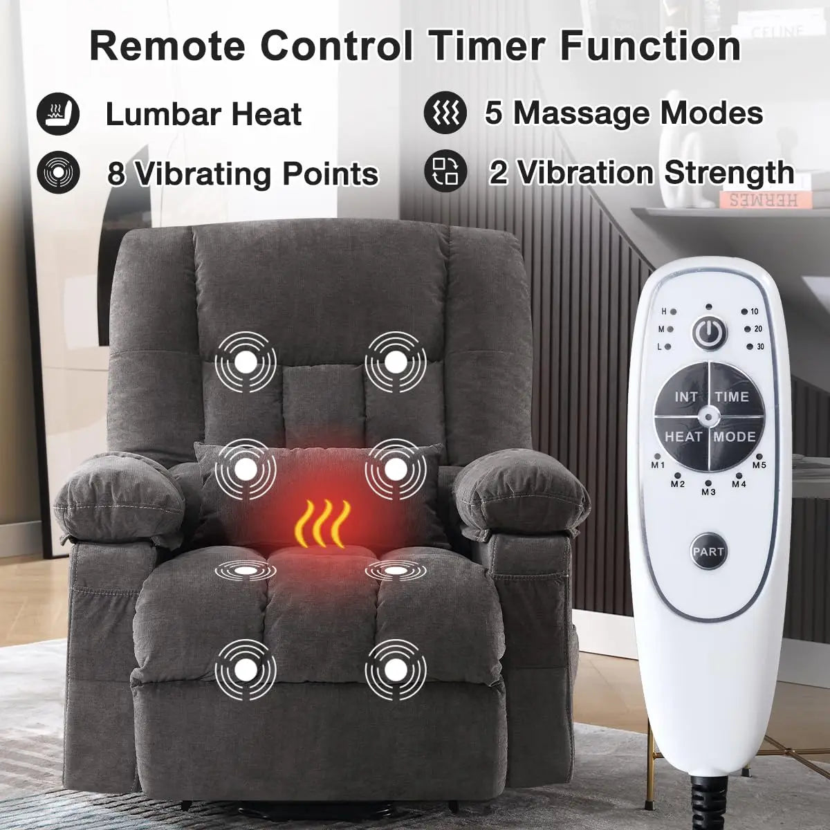 Power Lift Recliner Chair for Elderly with Vibration Massage and Heating Functions, Electric Recliner Single Sofa, Customized