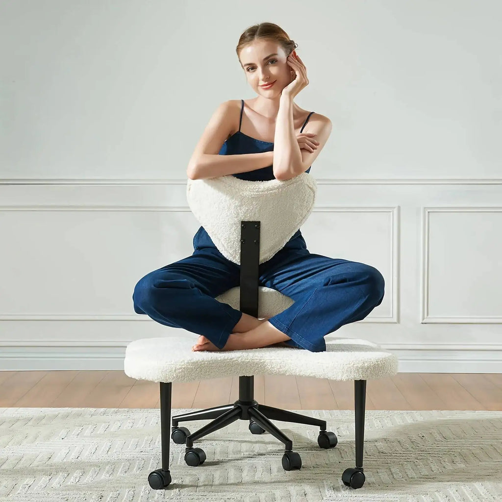 JB Cross Leg Chair - Meditation Chair With Wheels, ADHD Chair, Height Adjustable Seat, Adjustable Footstool