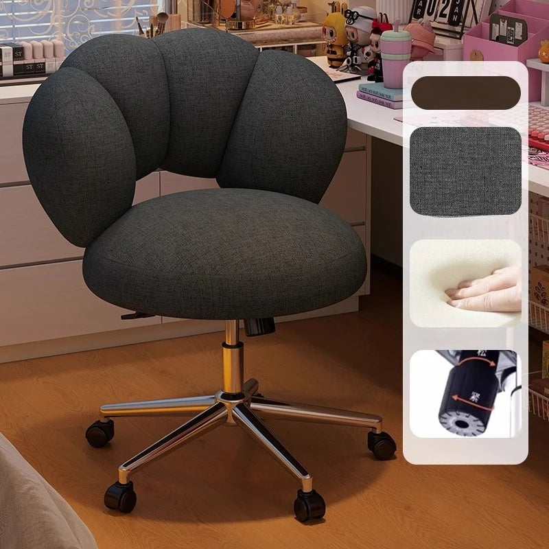 Cream Wind Living Room Chairs Furniture Dressing Stool Rotatable Chair Lamb Wool Small Internet Celebrity Stool Computer Stool