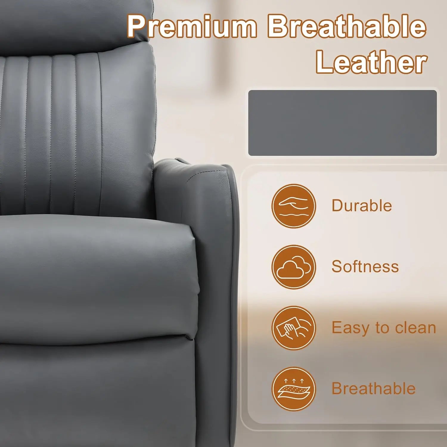 Manual Swivel Rocker Recliner Chair for Adults, Overstuffed Reclining Glider Chair for Nursing with Vibration Massage &, Custom