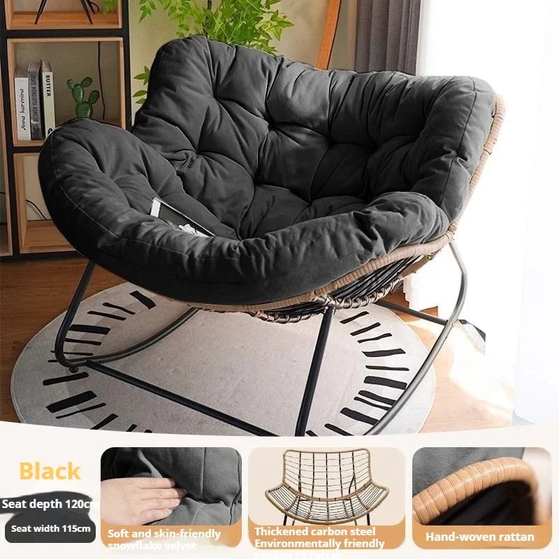 Outdoor Rocking Chair Wicker Egg Chair Lazy Sofa Bird Nest Hanging Seat Padded Cushion Patio Balcony Living Room Furniture