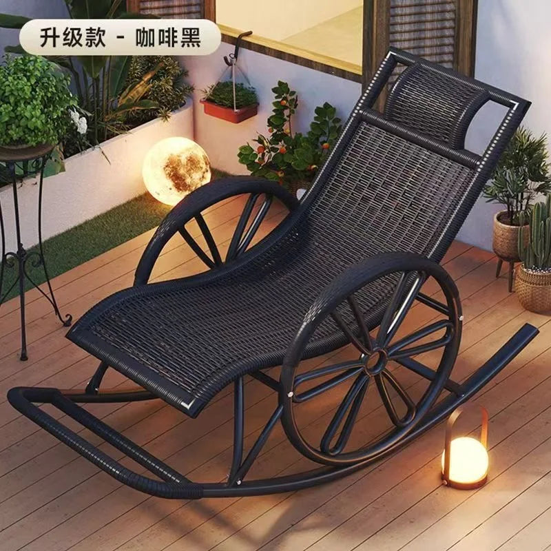 Rocking  Reclining Chair Adult Rattan Lunch Break Balcony Home Leisure Sleeping Living Room Elderly Free Chair