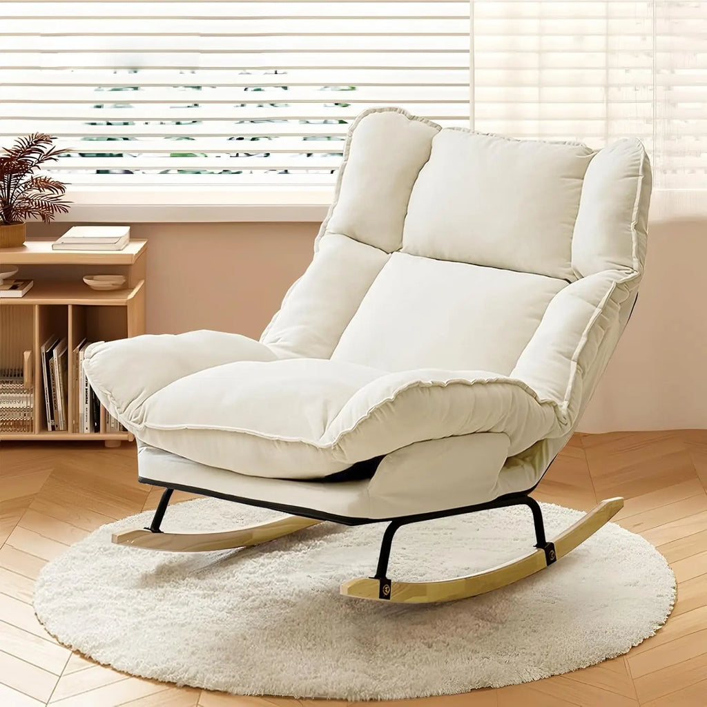 High Backrest Rocking Chair, Extra Wide Upholstered Glider Rocker Accent Chair for Living Room Bedroom, Customized