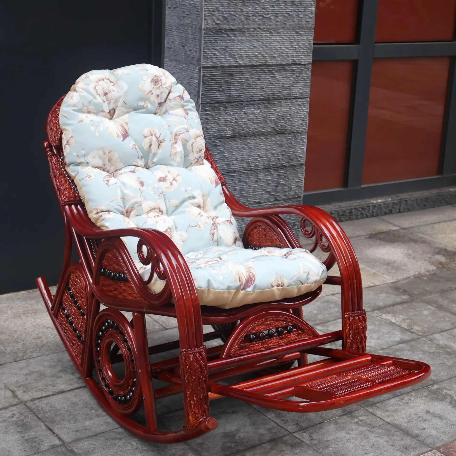 Leisure Lazy Rocking Chair Pastoral Rattan Natural Rattan Homestay Rocking Chair